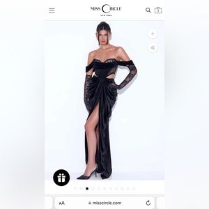 Quintessa Black Lace Velvet Corset Off Shoulder Gown